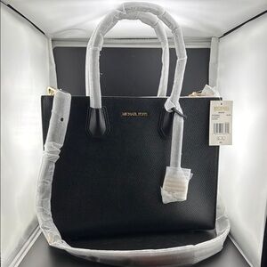 Michael Kors Mercer Black Leather Tote Bag